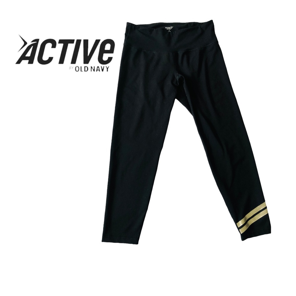 OLD NAVY ACTIVE go dry WOMEN LEGGINGS BLACK - GOLD SIZE XL